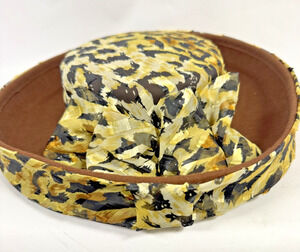 Vtg Sonni San Francisco Wool Felt Wide Brim Ladies Hat Leopard Print Ribbon Bow